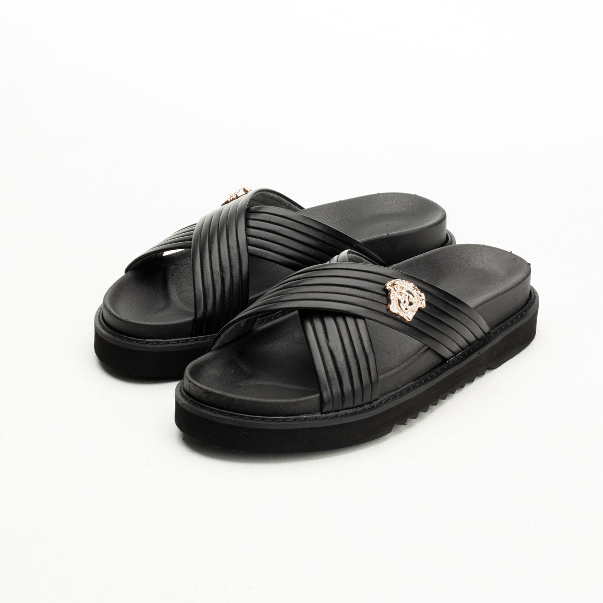 Versace-Inspired Men's Leather Slippers