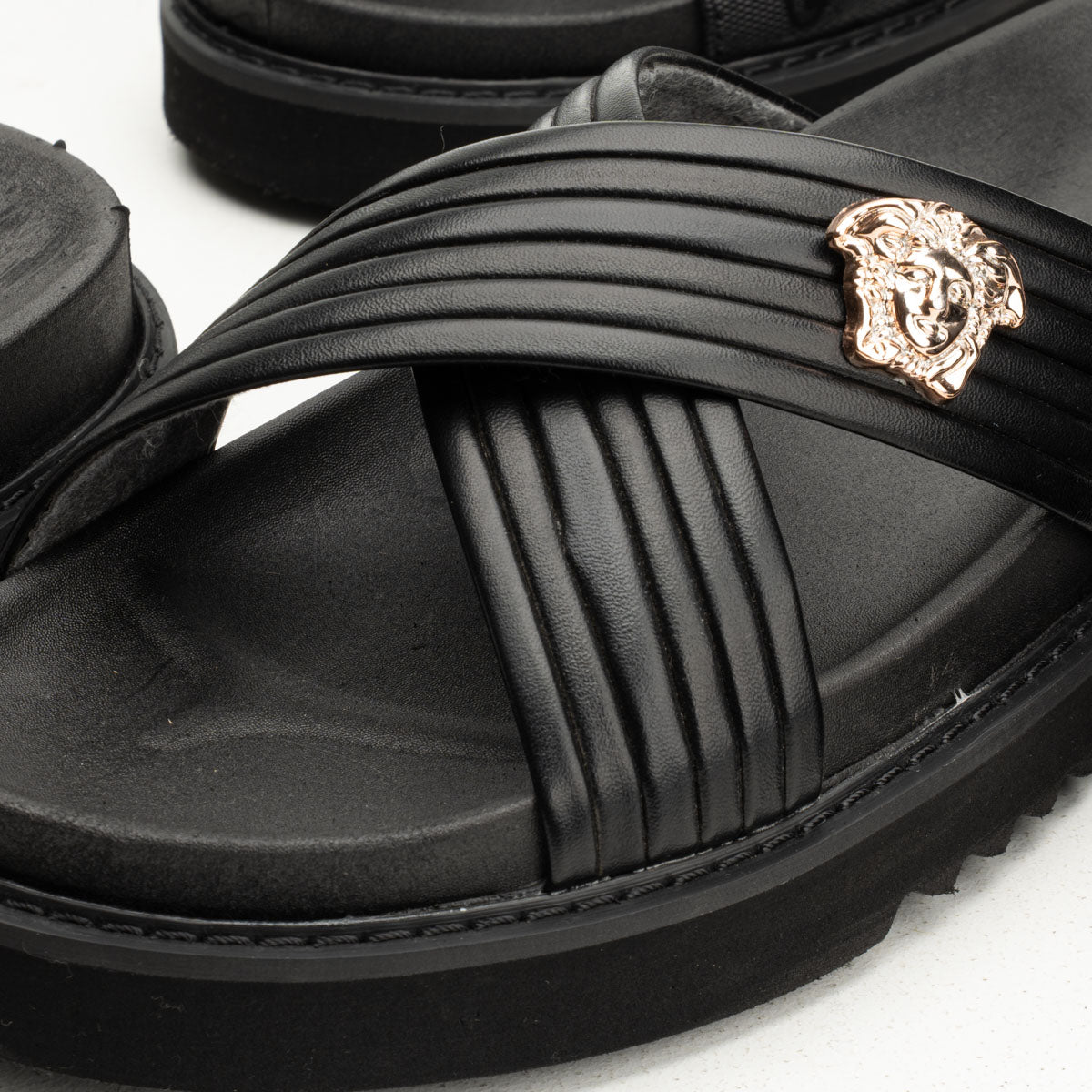 Versace-Inspired Men's Leather Slippers