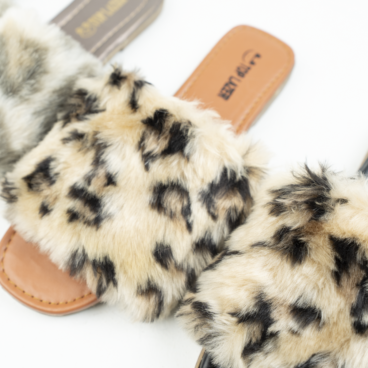 Leopard Luxe Fur Slides