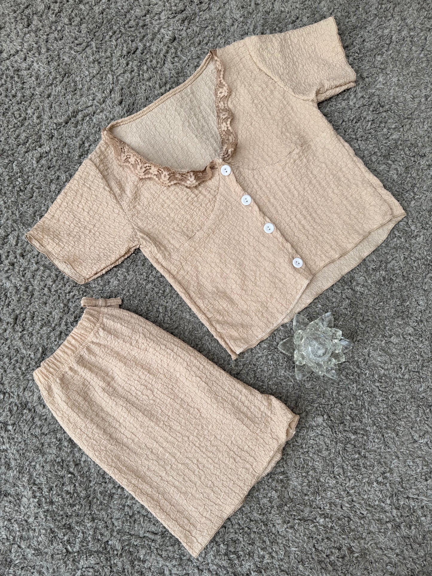 Hot Short Pajama Set with Buttoned Top