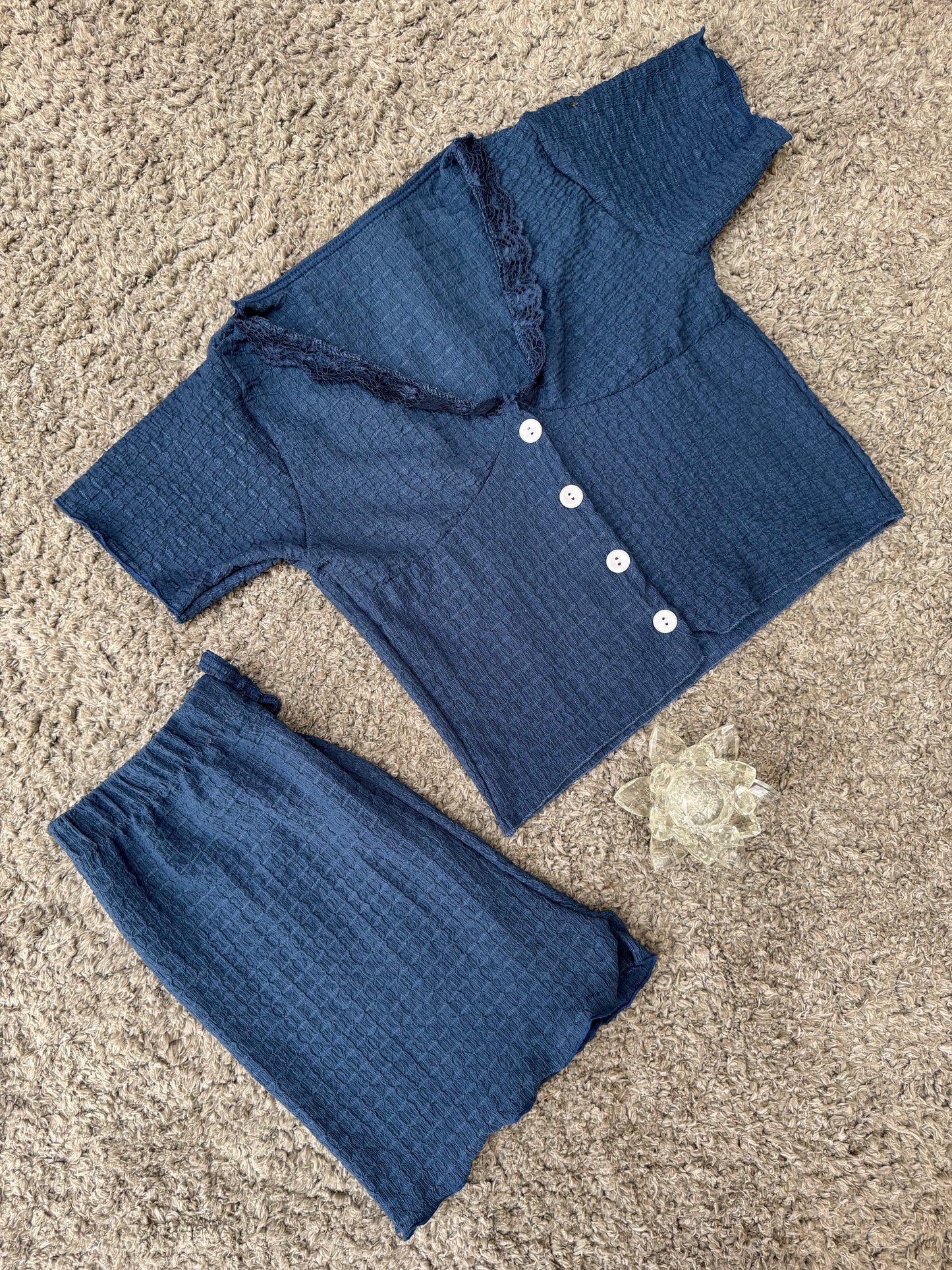 Hot Short Pajama Set with Buttoned Top