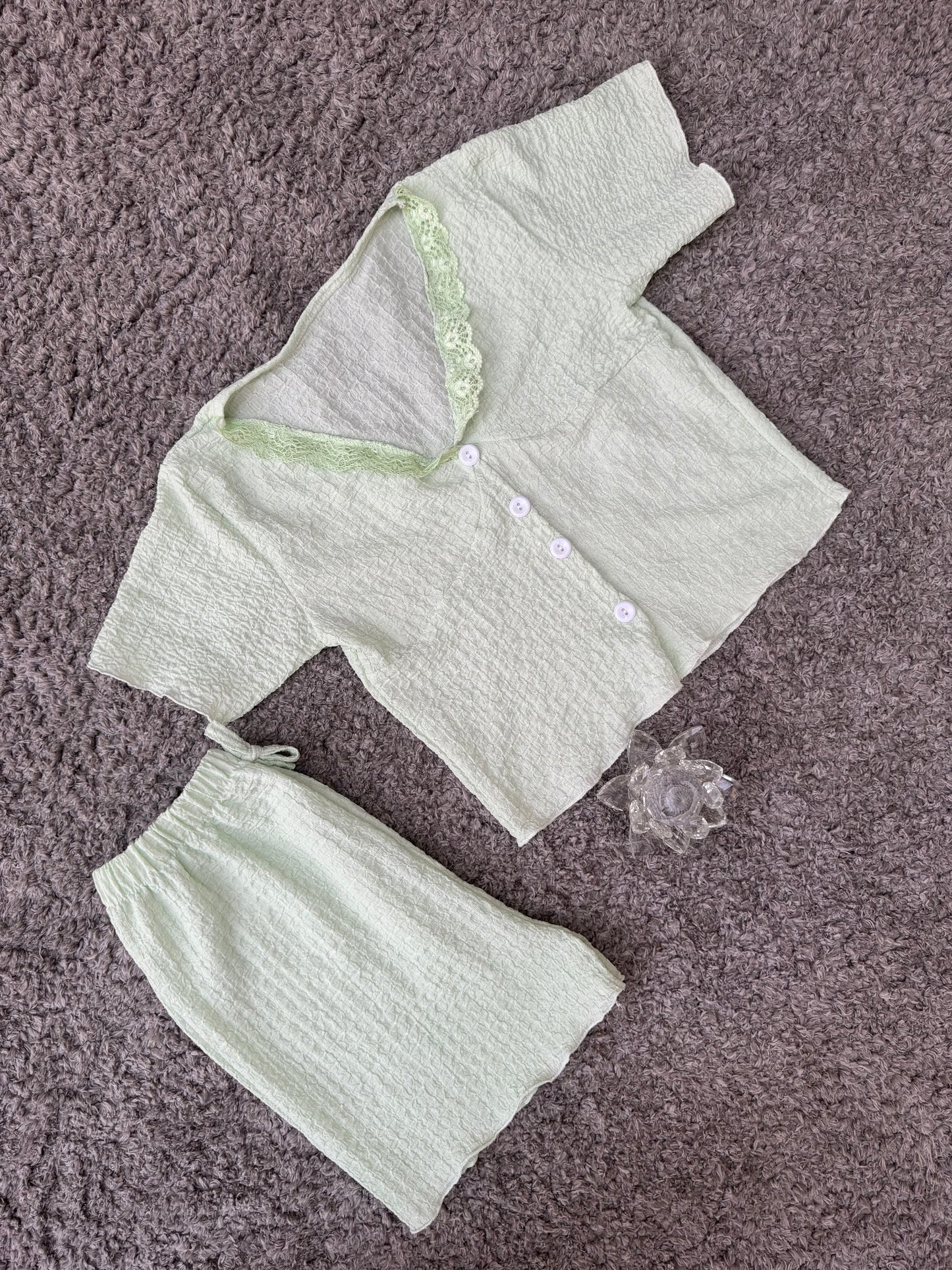 Hot Short Pajama Set with Buttoned Top