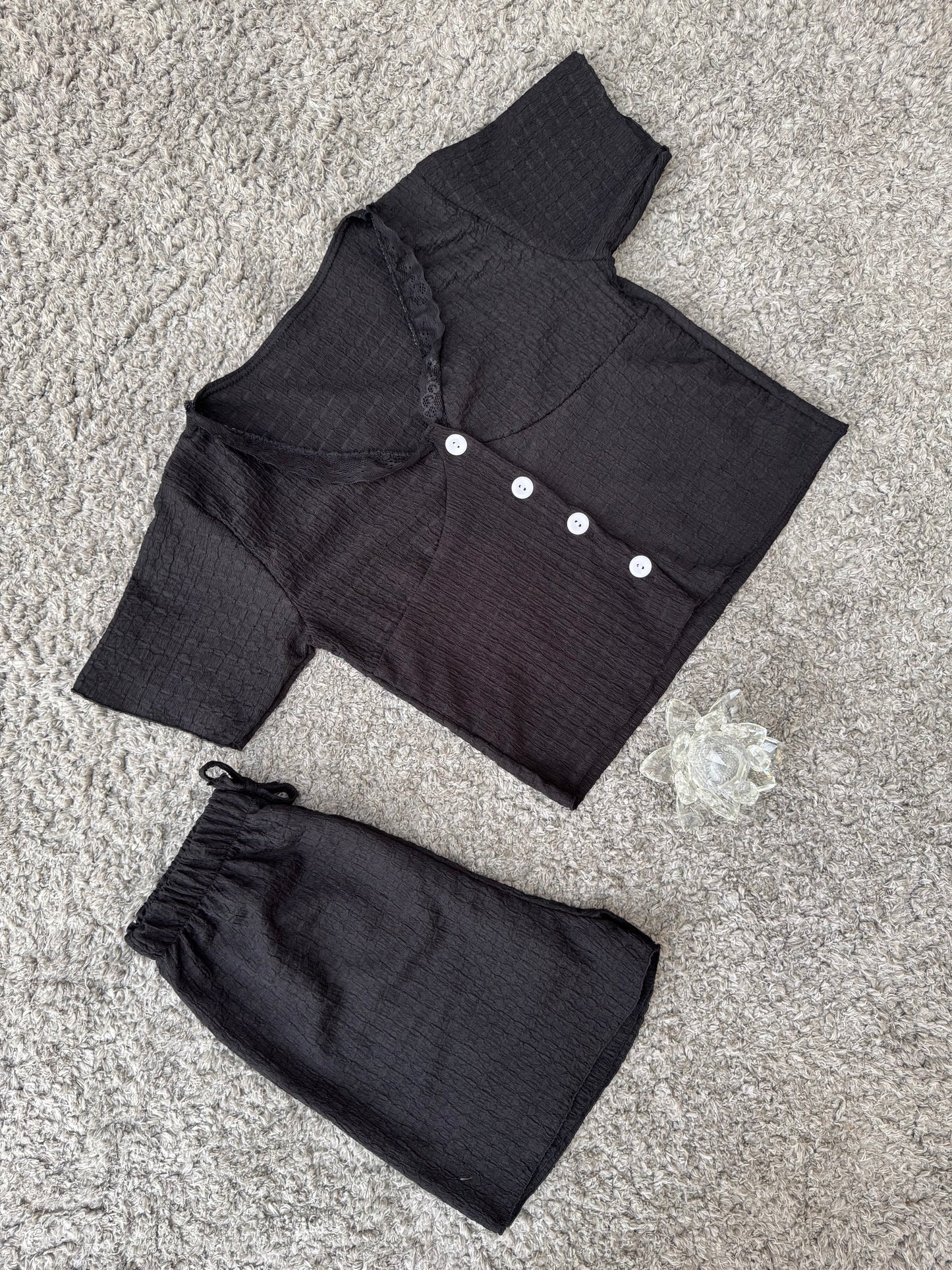 Hot Short Pajama Set with Buttoned Top