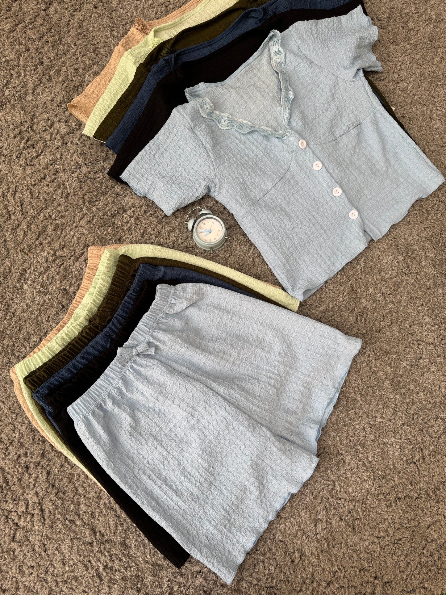 Hot Short Pajama Set with Buttoned Top
