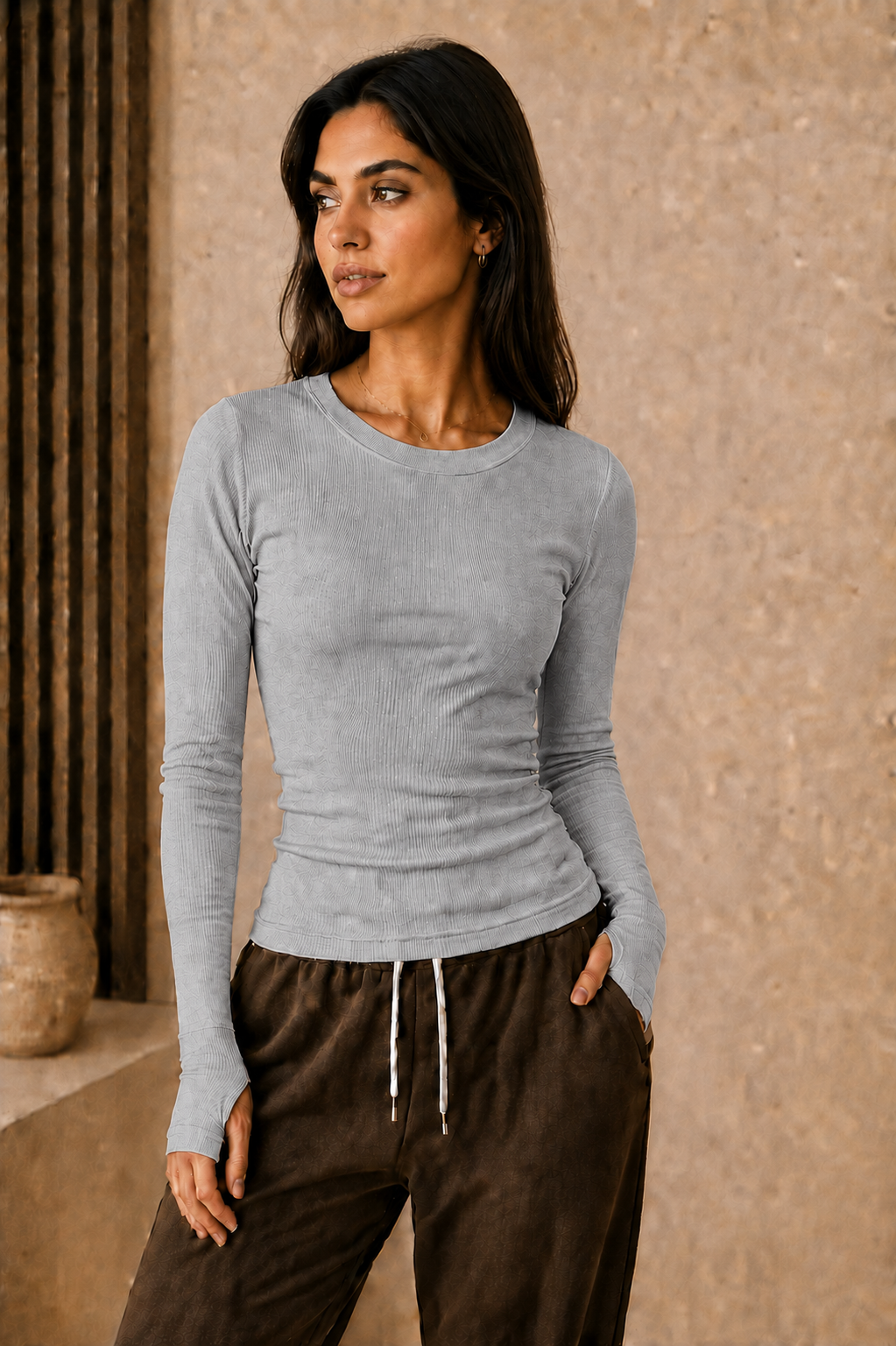 Women's Ribbed Derby Sleeveless Top – Thumb Hole