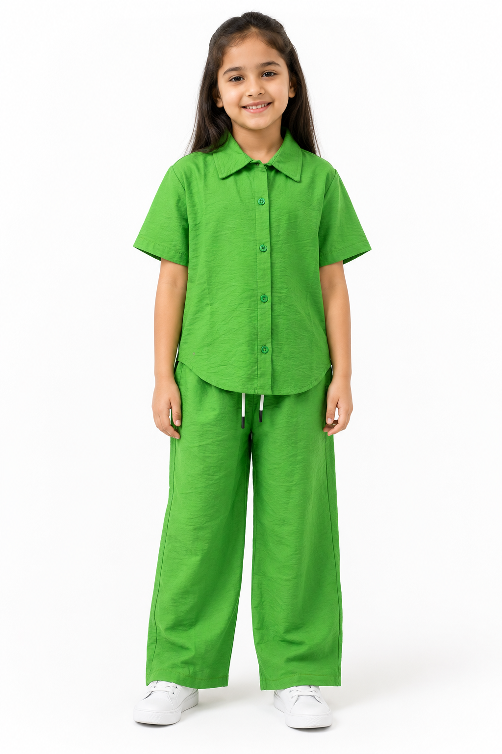 Girls Button Shirt & Pants Set