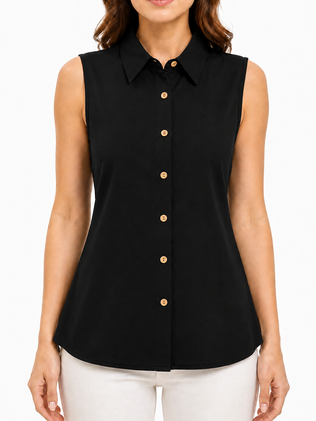 Women's Sleeveless Crepe Shirt
