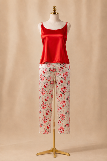 Floral Satin Pajama Set