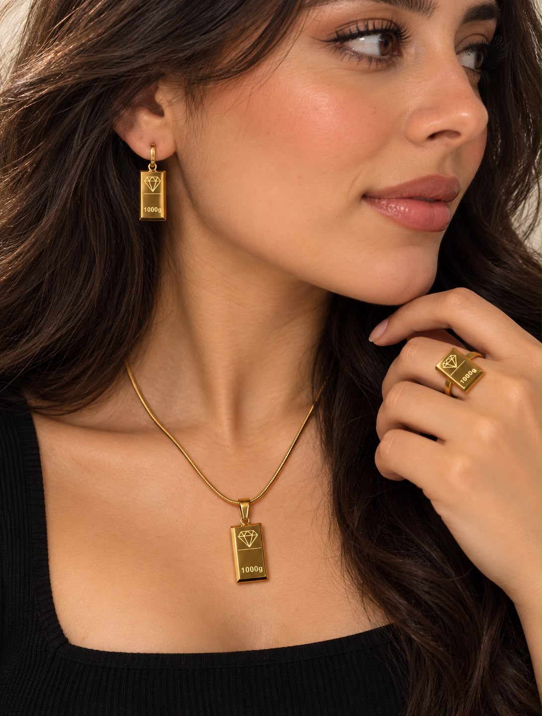 Women's Gold Bar Jewelry Set