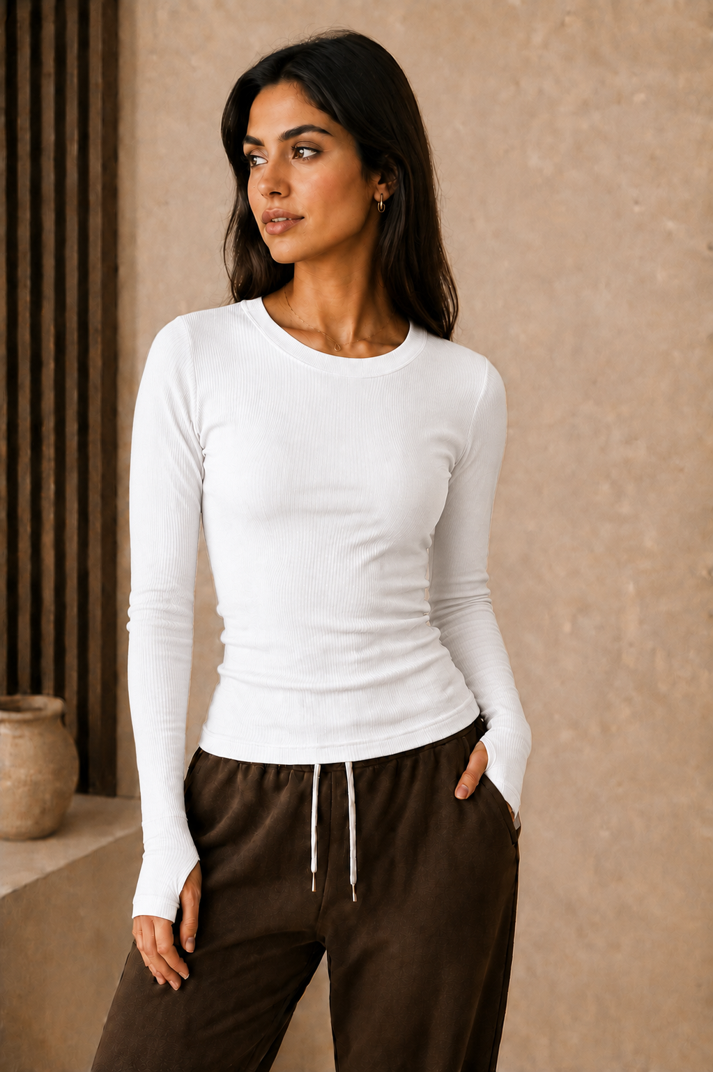 Women's Ribbed Derby Sleeveless Top – Thumb Hole