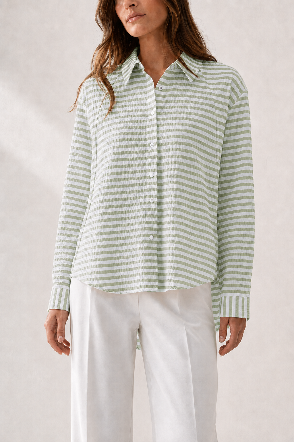 Striped Crinkle Oversized Blouse