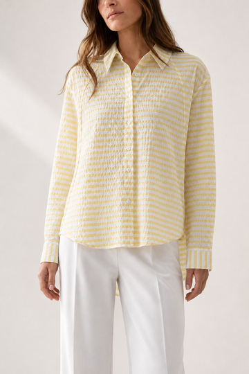 Striped Crinkle Oversized Blouse