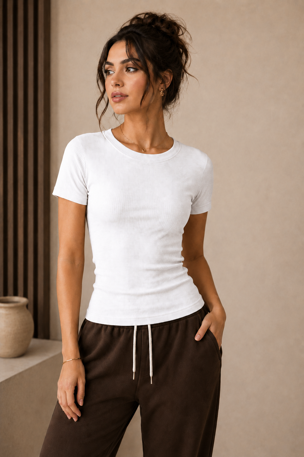Women's Ribbed Derby Half-Sleeve Top