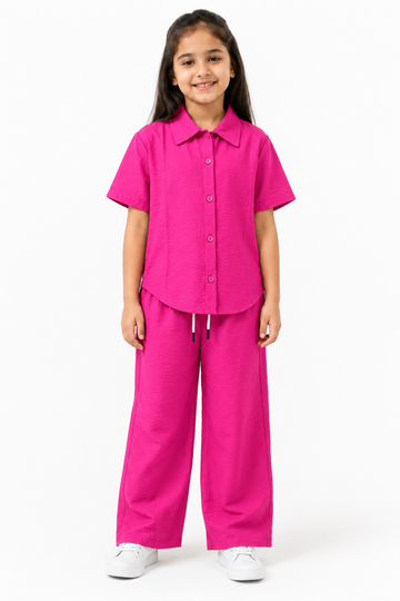 Girls Button Shirt & Pants Set