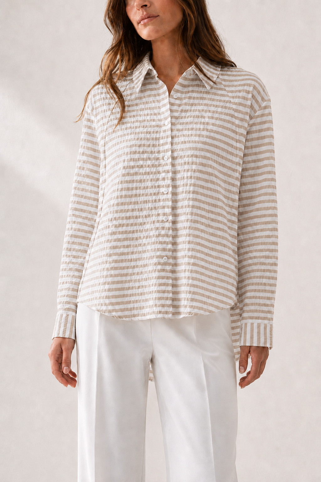 Striped Crinkle Oversized Blouse