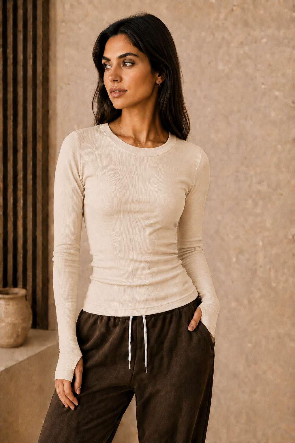 Women's Ribbed Derby Sleeveless Top – Thumb Hole