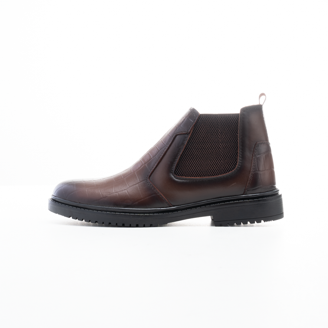 Men’s Croc-Texture Leather Half Boot