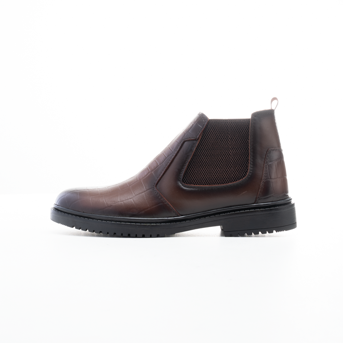 Men’s Croc-Texture Leather Half Boot