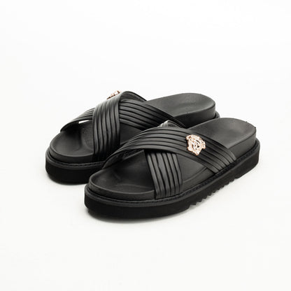 Versace-Inspired Men's Leather Slippers