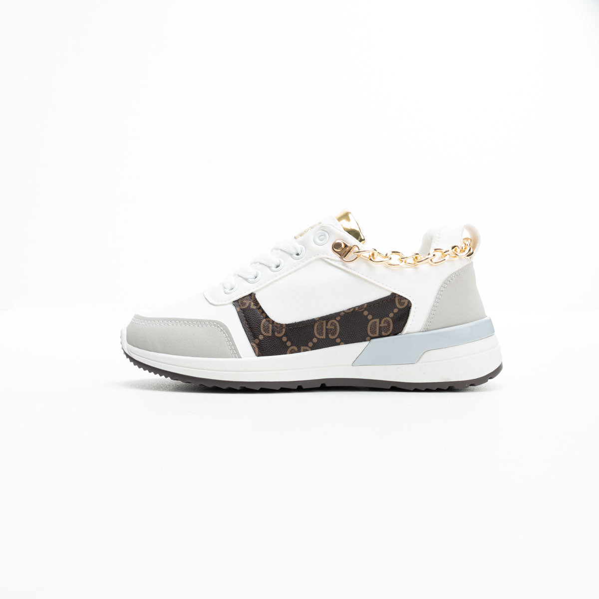 Elegant Women’s Sneakers with Gold Chain