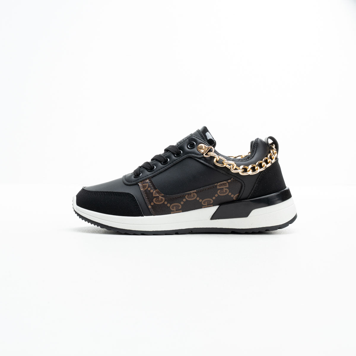 Elegant Women’s Sneakers with Gold Chain