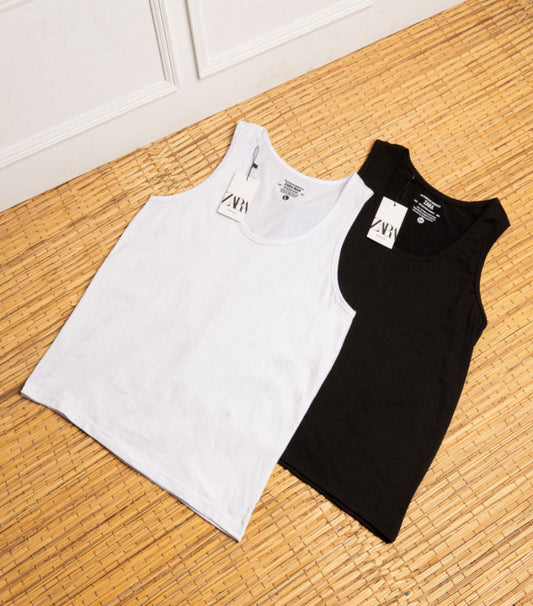 Men’s Cotton Cut Top – 2 Pieces (Black & White)