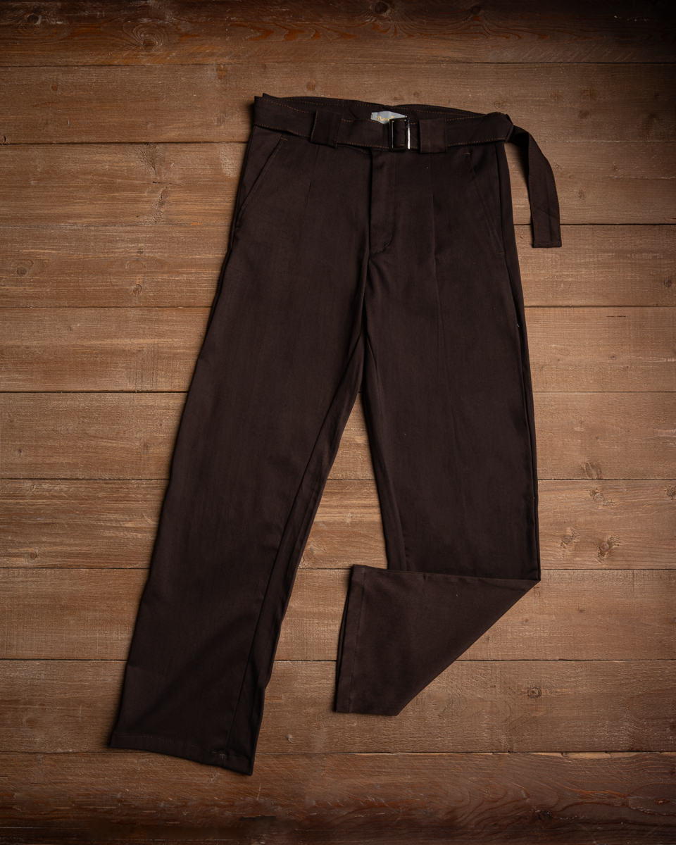 Men's Regular Fit Belted Gabardine Pants