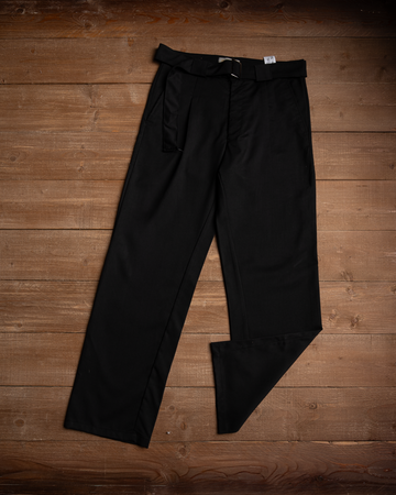 Men's Regular Fit Belted Gabardine Pants