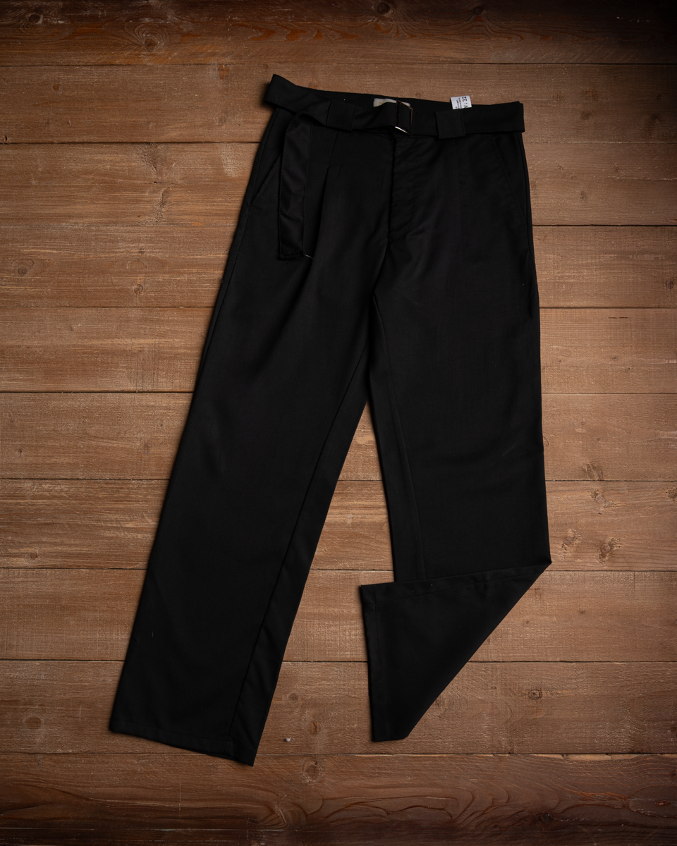 Men's Regular Fit Belted Gabardine Pants