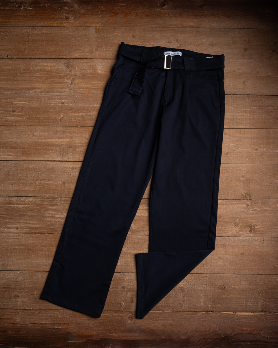 Men's Regular Fit Belted Gabardine Pants