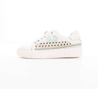 Women's Fashion Sneakers - Metallic & Embroidered Designs