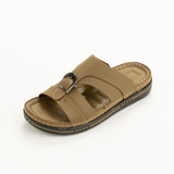 Men's Orthopedic Leather Slippers – Model 5001 with Metal Accent