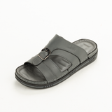 Men's Orthopedic Leather Slippers – Model 5001 with Metal Accent