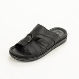 Men's Orthopedic Leather Slippers – Model 5001 with Metal Accent
