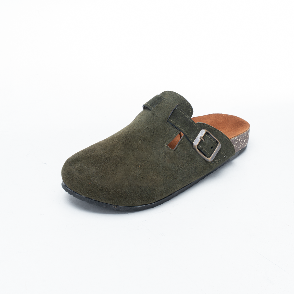 Men's Suede Buckle Mule Clogs