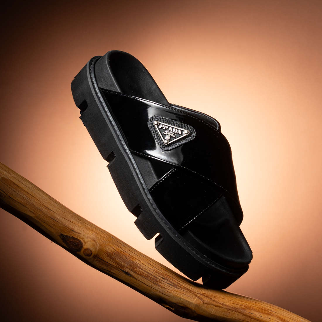 Prada Leather Crossover slipper