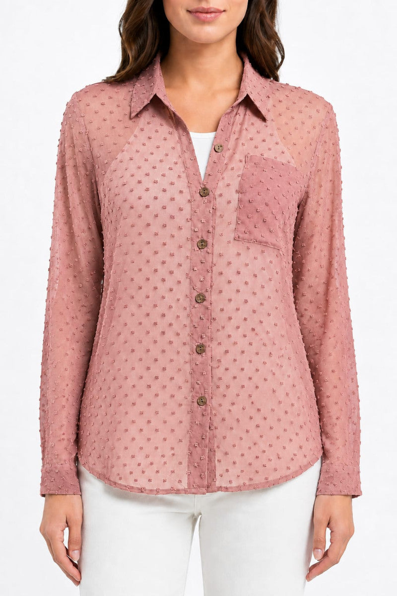 women comfort sheer casual shirt