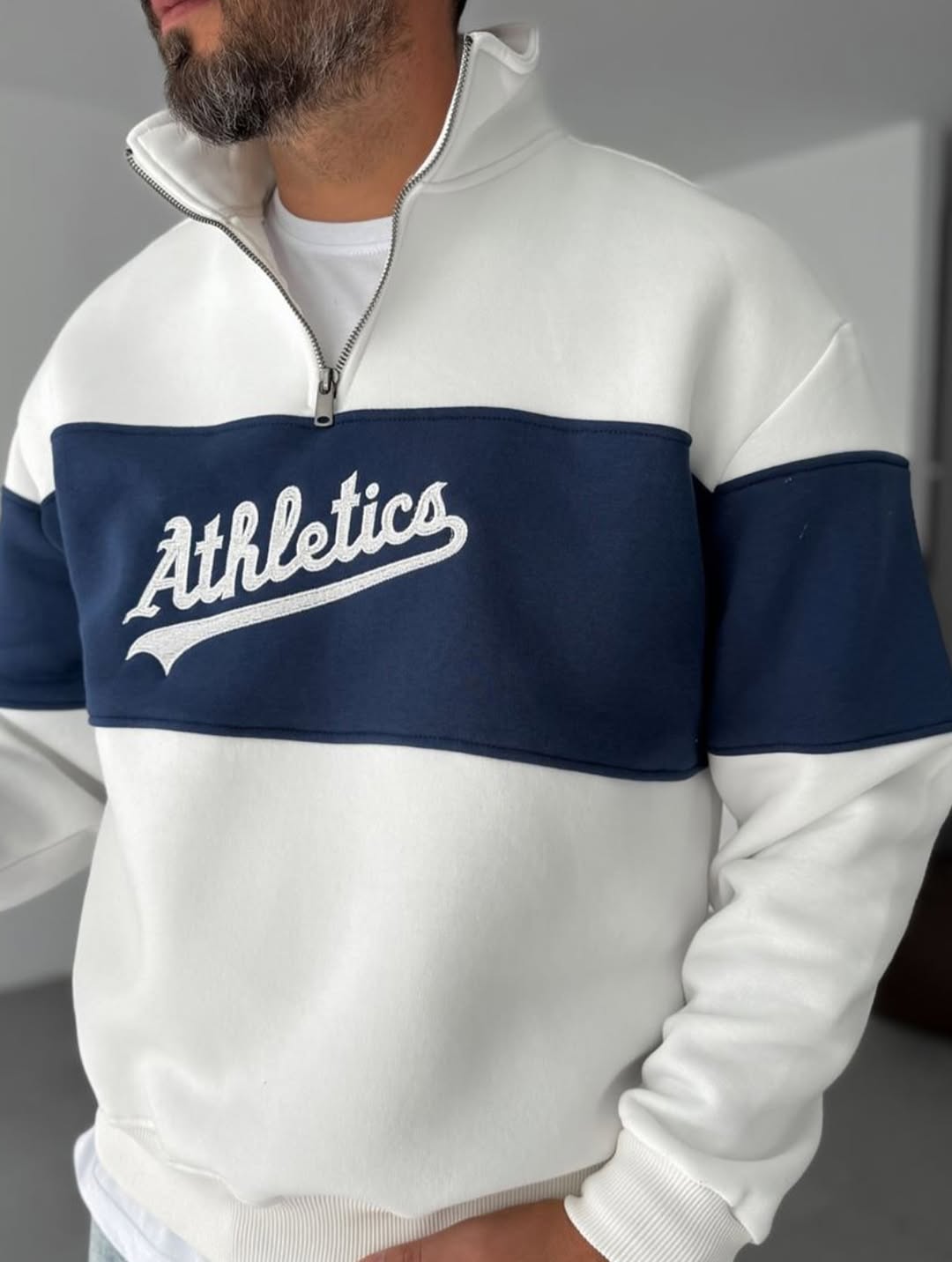 Athletics Half-Zip Sweatshirt 100% Pure Cotton