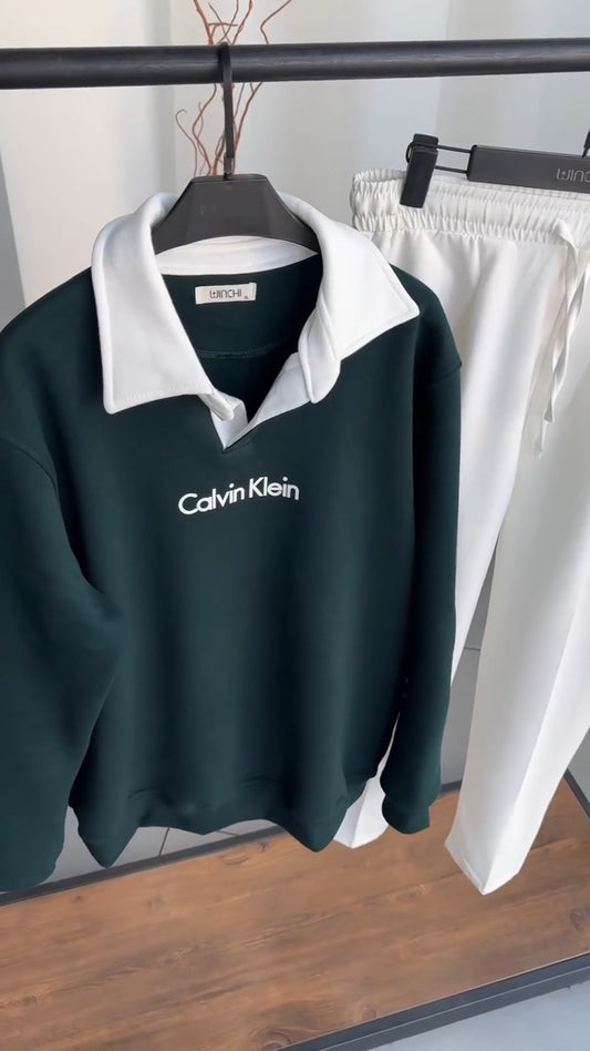 Calvin Klein Winter Polo Sweatshirt - (Top Only)