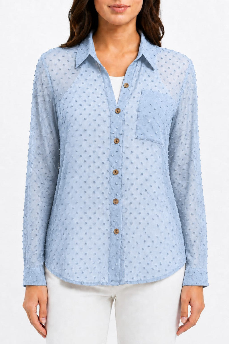 women comfort sheer casual shirt
