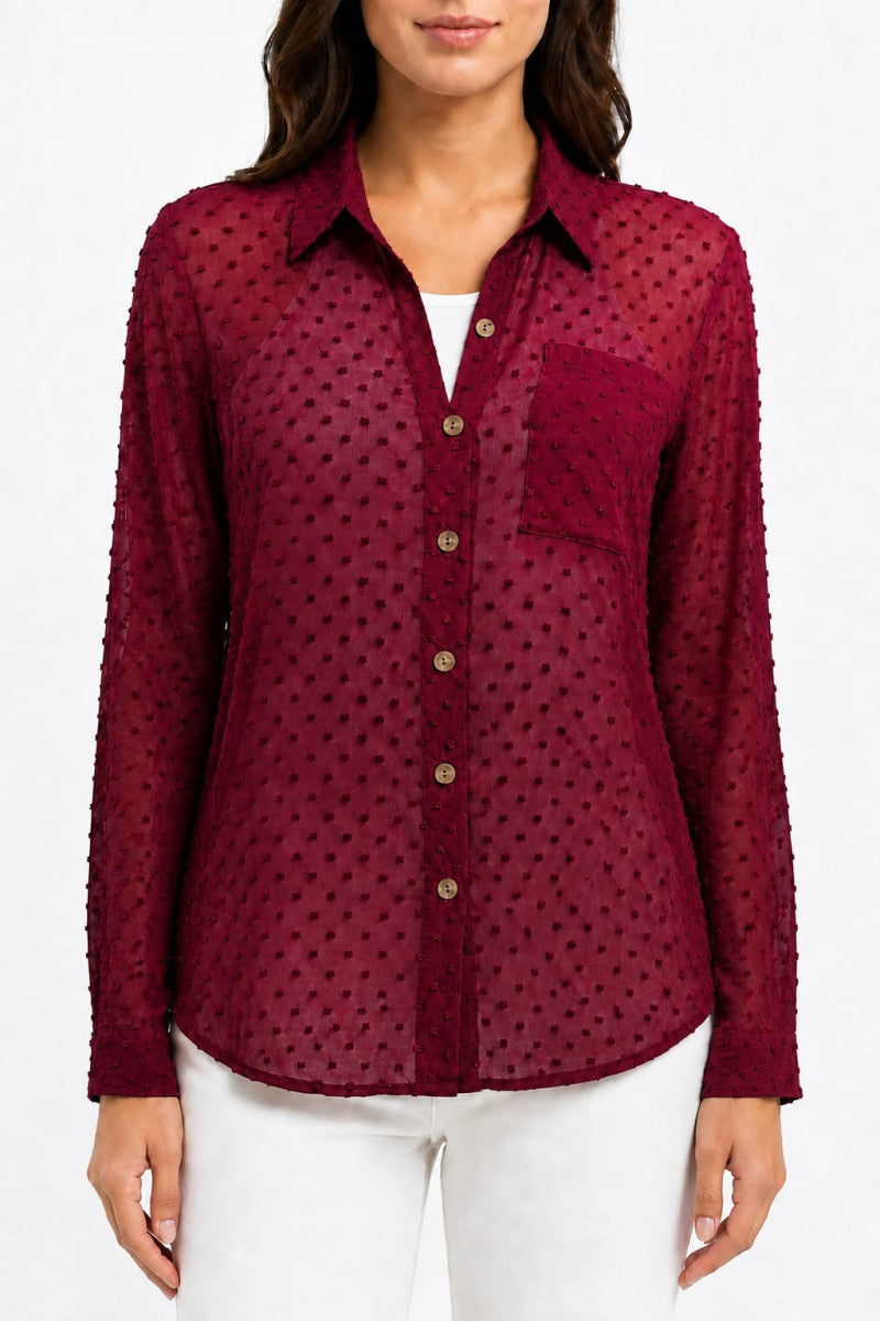 women comfort sheer casual shirt