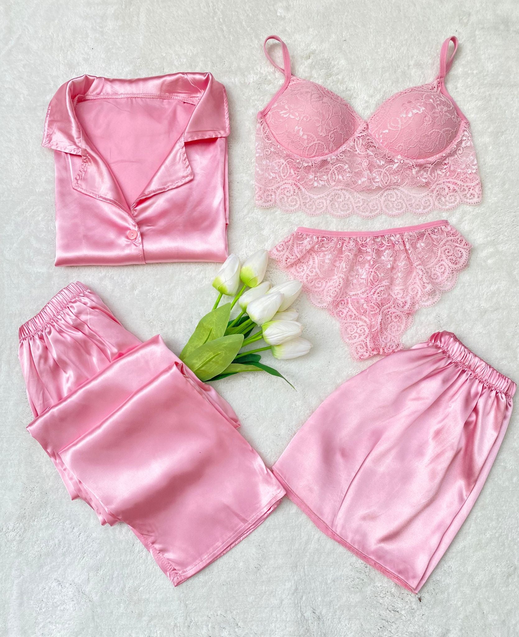 Satin 5-Piece Pajama Set