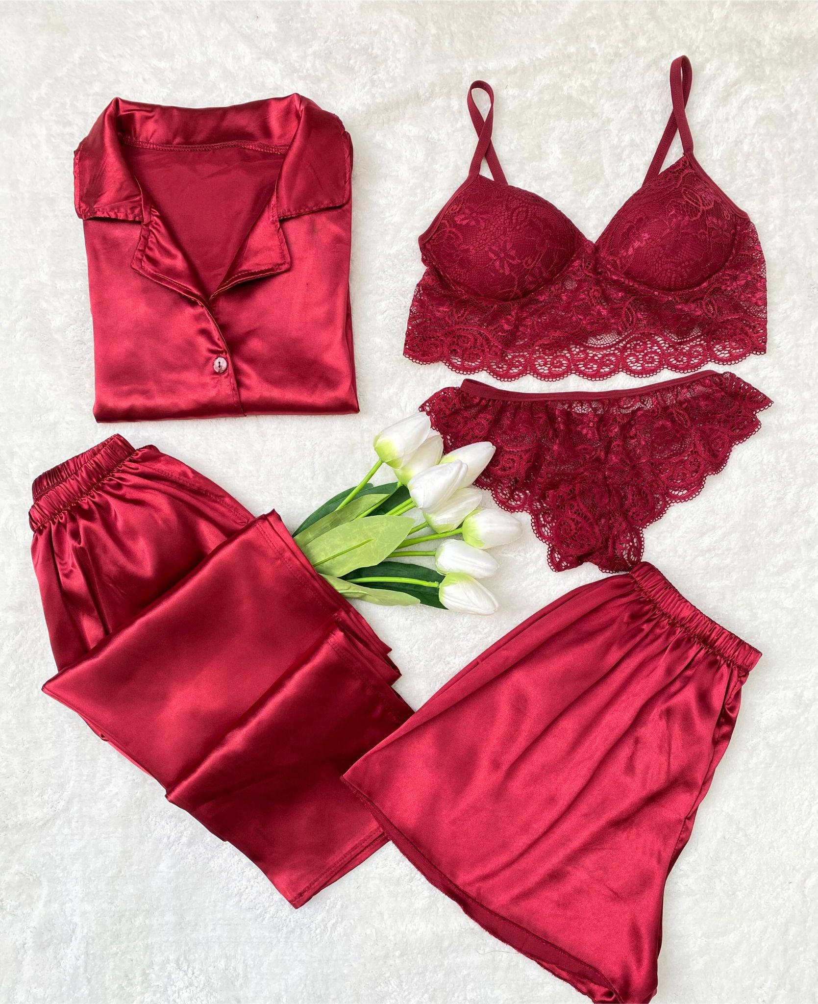 Satin 5-Piece Pajama Set