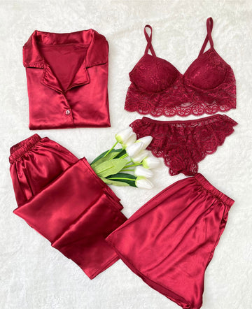 Satin 5-Piece Pajama Set