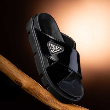 Prada Leather Crossover slipper
