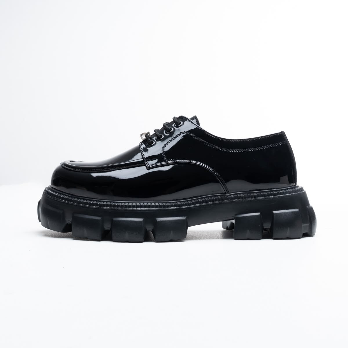 Glossy Black Chunky Sneakers