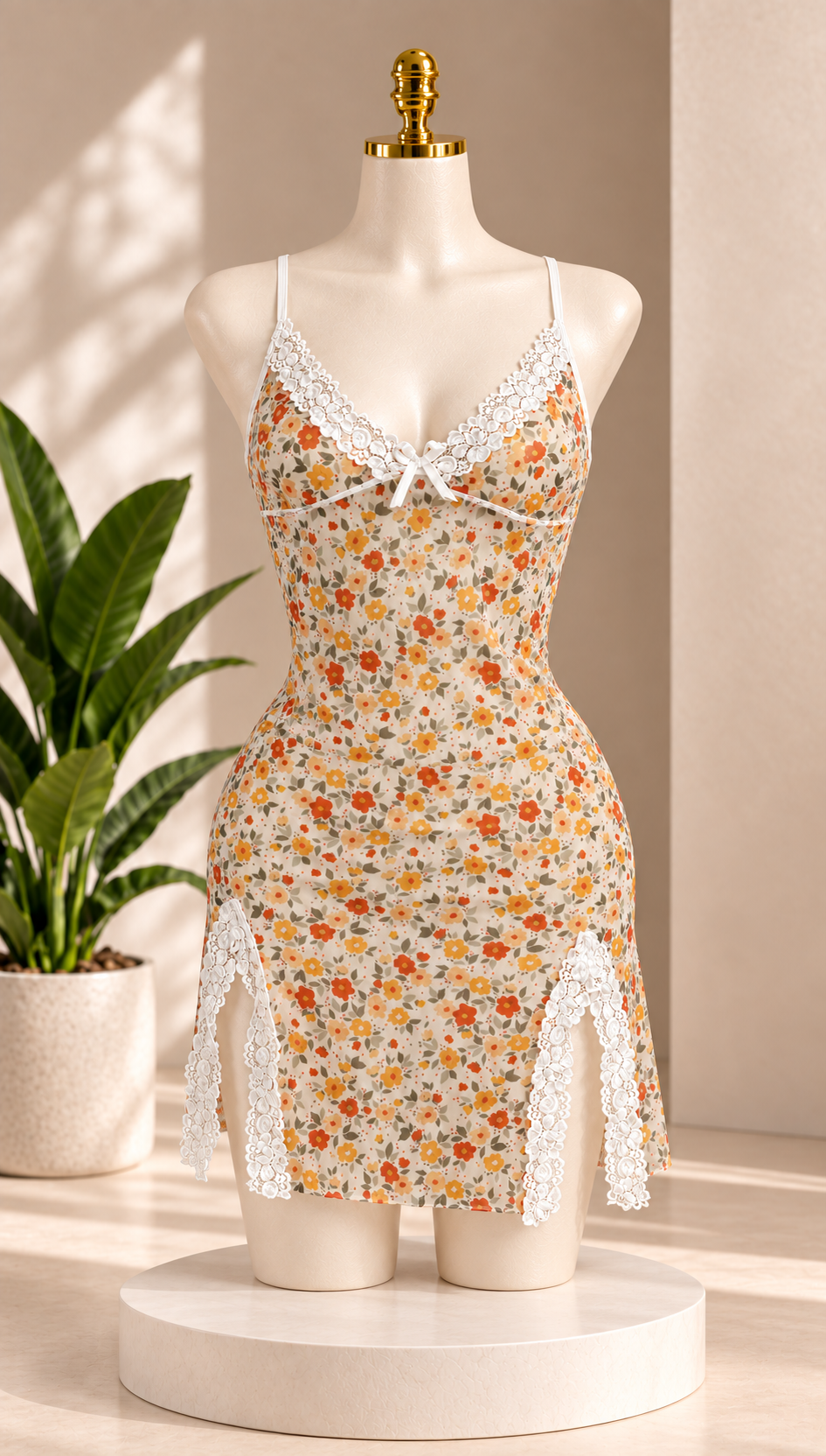 Women's Floral Short Nightgown