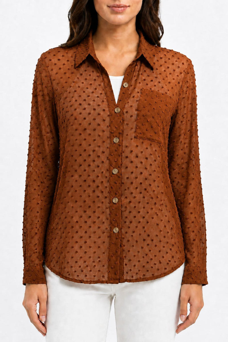 women comfort sheer casual shirt