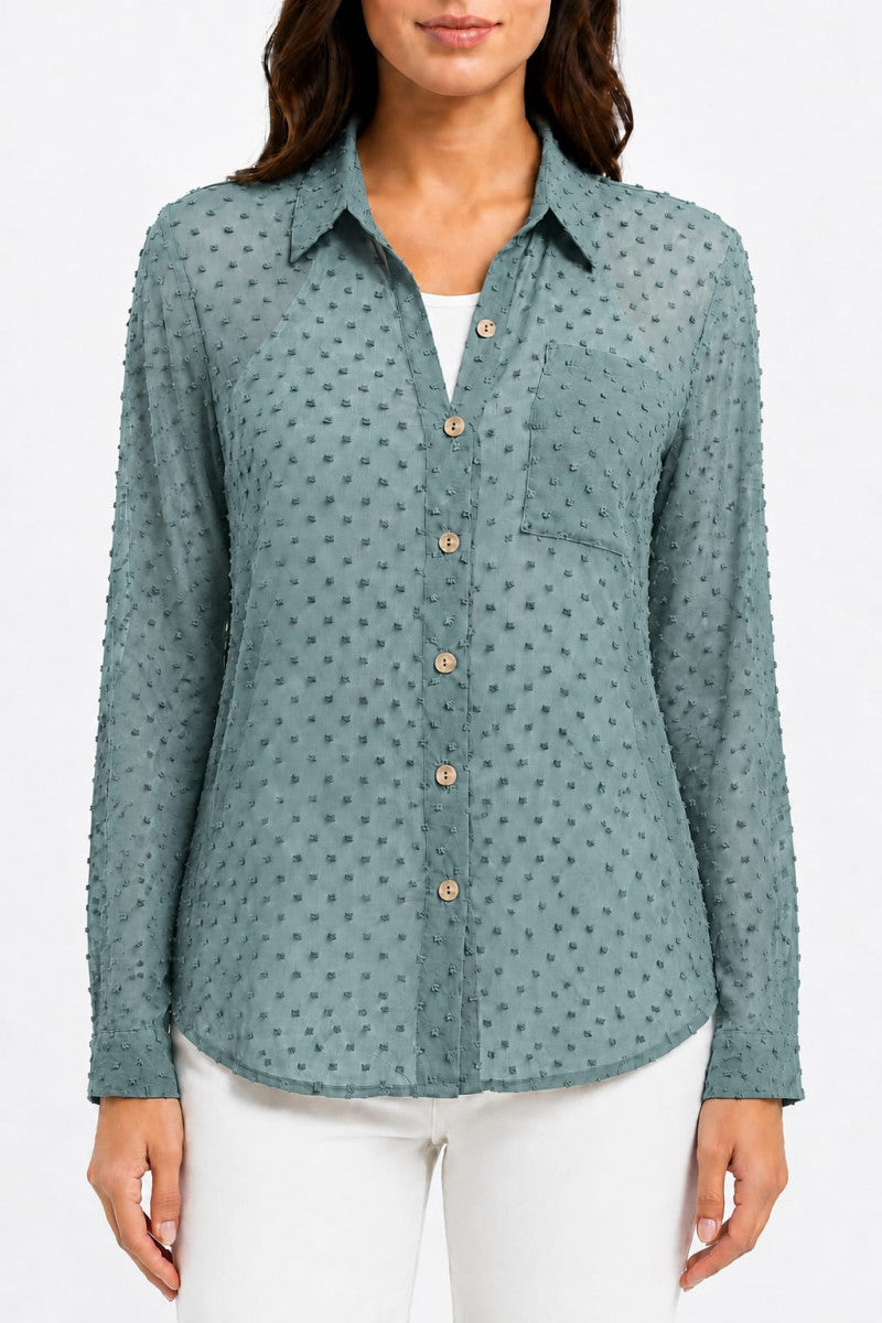 women comfort sheer casual shirt
