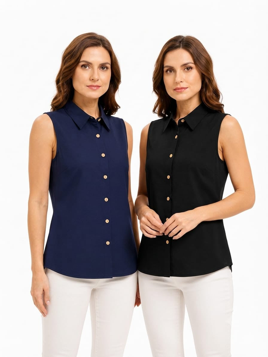 Women's Sleeveless Crepe Shirt